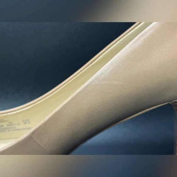 Coach Nude Pointed-Toe Flats with Gold Chain & Snakeskin Toe - Picture 11 of 12